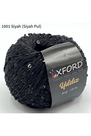 Oxford Yıldız Pullu İp - 1001 Siyah (Siyah Pul)