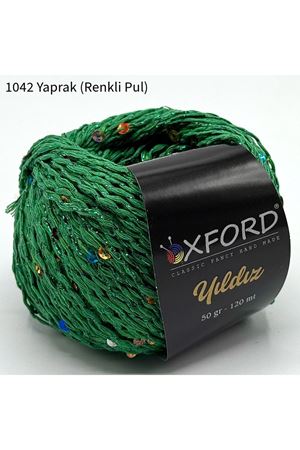 Oxford Yıldız Pullu İp - 1042 Yaprak Yeşili (Renkli Pul)