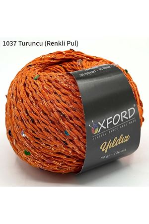Oxford Yıldız Pullu İp - 1037 Turuncu (Renkli Pul)