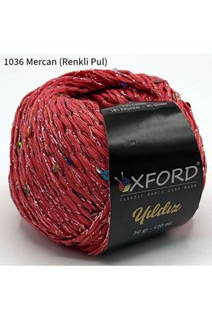 Oxford Yıldız Pullu İp - 1036 Mercan (Renkli Pul)