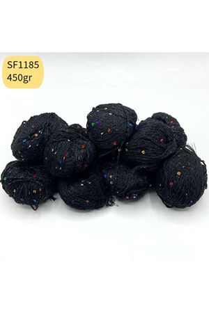Stok Fazlası Paket 450gr Simli Pullu Cotton Siyah SF1185