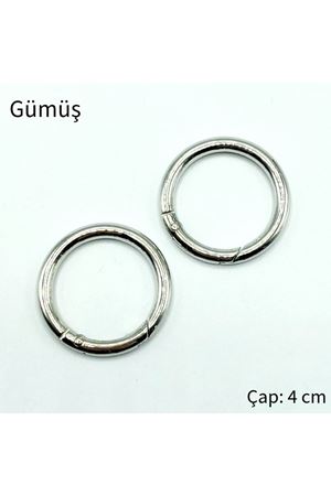 Metal Yaylı Çanta Halkası 4 cm - Gümüş 
