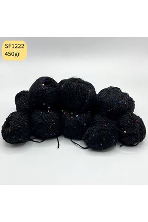 Stok Fazlası Paket 450gr Simli Renkli Pullu Cotton Siyah SF1222