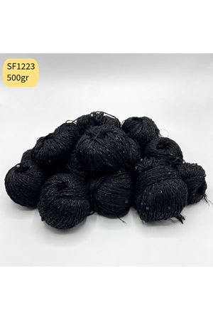 Stok Fazlası Paket 500gr Simli Siyah Pullu Cotton Siyah SF1223