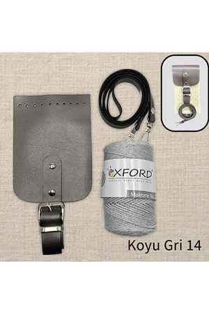 Simli Telefon Çantası Seti 14 Koyu Gri