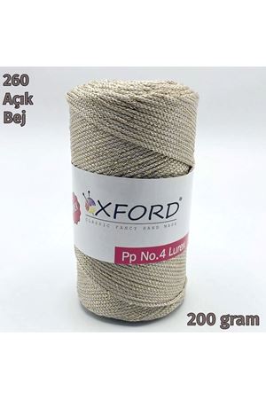 Oxford No:4 200 gram Simli Lurex Makrome - Açık Bej 260