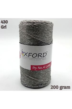 Oxford No:4 200 gram Simli Lurex Makrome - Gri 430