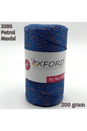 Oxford No:4 200 gram Simli Lurex Makrome - Petrol Mavi 3380