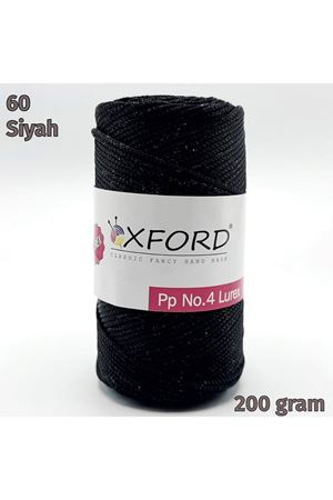 Oxford No:4 200 gram Simli Lurex Makrome - Siyah 60