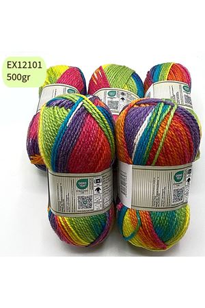 İhrac Fazlası 5'li Paket 500 gr Yünlü Akrilik Ebruli EX12101