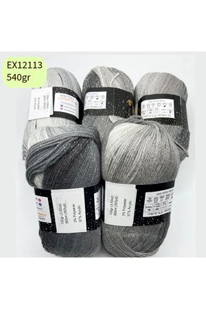 İhrac Fazlası 5'li Paket 540gr Simli Akrilik Batik Gri EX12113