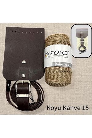 Simli Telefon Çantası Seti 15 Koyu Kahve 