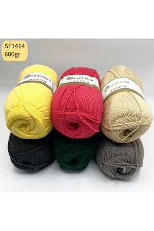 Stok Fazlası 6'lı Paket 600 gram Lady Yarn Muffin Mix SF1414