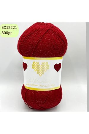 Ihraç Fazlası Dev Yumak 300gr Simli Akrilik Kırmızı EX12221