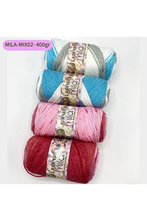 Stok Fazlası 4'lü Paket Lady Yarn Mila - Ebruli Akrilik Örgü İpi Mix 02