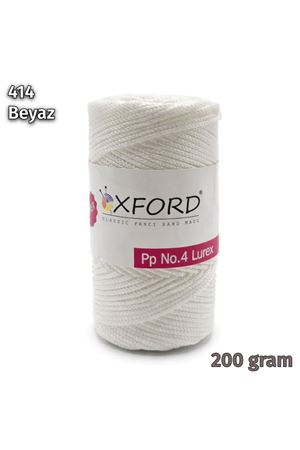 Oxford No:4 200 gram Simli Lurex Makrome - Beyaz 414