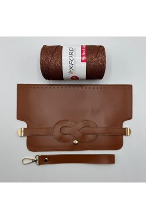 Sonsuzluk Model Deri Örgü Çanta Seti 03 - Taba