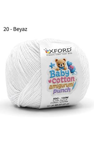 Oxford Baby Cotton Amigurumi Punch 50 gr 150 m No:020 Beyaz