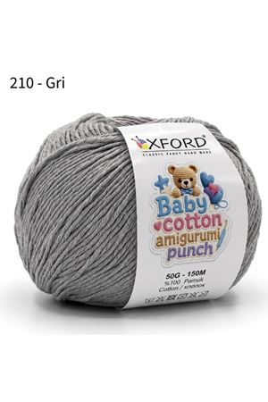 Oxford Baby Cotton Amigurumi Punch 50 gr 150 m No:210 Gri
