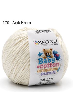 10'lu Paket Oxford Baby Cotton Amigurumi Punch 50gr/150m No:170 Açık Krem
