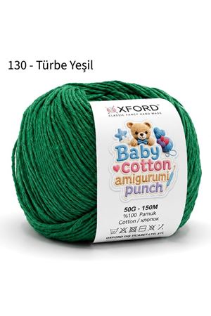 10'lu Paket Oxford Baby Cotton Amigurumi Punch 50gr/150m No:130 Türbe Yeşil