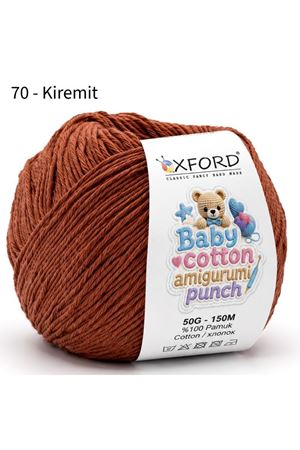 10'lu Paket Oxford Baby Cotton Amigurumi Punch 50gr/150m No:070 Kiremit