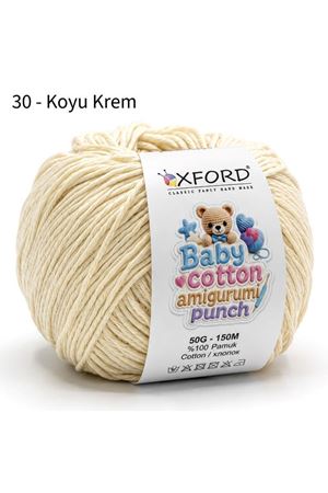 10'lu Paket Oxford Baby Cotton Amigurumi Punch 50gr/150m No:030 Krem