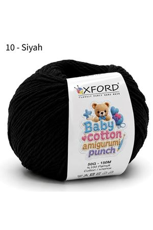 10'lu Paket Oxford Baby Cotton Amigurumi Punch 50gr/150m No:010 Siyah