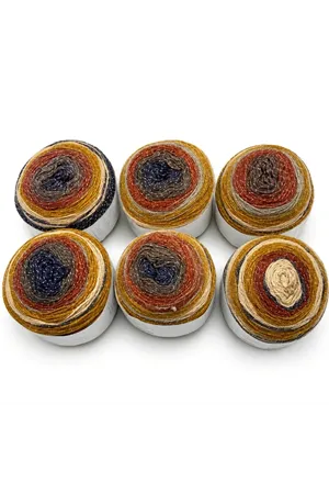 İhrac Fazlası 6'lı Paket 980gr Simli Akrilik Kek Ebruli Örgü İpi EX12313