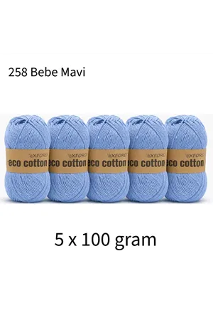 5'li Paket Eco Cotton 100gr-200m No:258 Bebe Mavi