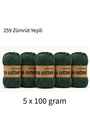 5'li Paket Eco Cotton 100gr-200m No:259 Zümrüt Yeşili