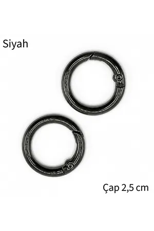 Metal Yaylı Çanta Halkası 1 çift 2,5 cm  - Siyah