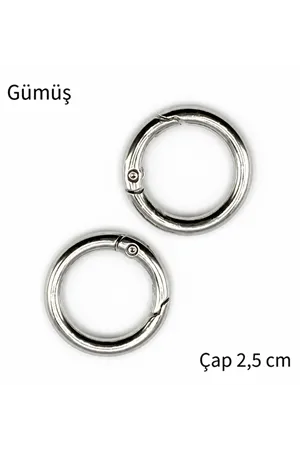 Metal Yaylı Çanta Halkası 1 çift 2,5 cm - Gümüş