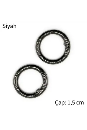 Metal Yaylı Çanta Halkası 1 çift 1,5 cm  - Siyah