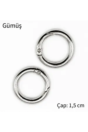 Metal Yaylı Çanta Halkası 1 çift 1,5 cm - Gümüş