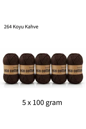 5'li Paket Eco Cotton 100gr-200m No:264 Koyu Kahve