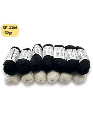 İhrac Fazlası 13'lü Paket 450gr Çorap ve Amigurumi İpi Siyah ve Krem Mix SF13396