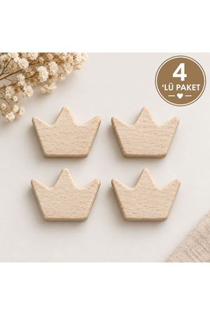 Ahşap Emzik Zincir Boncuğu Taç 4'lü paket