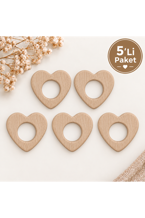 Ahşap Kalp Halka 50mm 5li paket