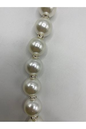 Akrilik Çanta Sapı Beyaz İncili Taş Detaylı Model Altın Renk Kancalı 45 cm 