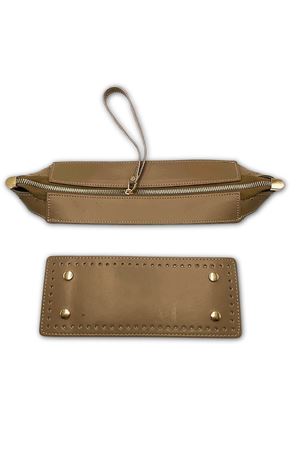Clutch Çanta Seti Portföy Zarf Model Bilek Askılı Küçük Boy (25cmx10cm) Bej