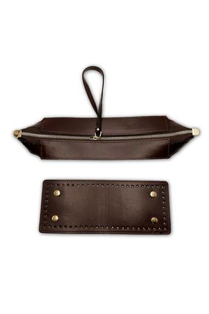 Clutch Çanta Seti Portföy Zarf Model Bilek Askılı Küçük Boy (25cmx10cm) Koyu Kahve