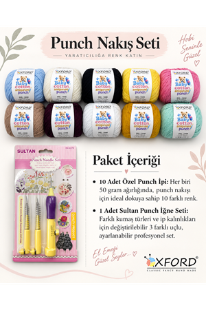 Punch Nakış Seti 10 Farklı Renk İplik ve Punch İğne Seti 01
