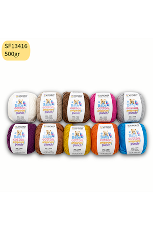 10'lu Paket Oxford Baby Cotton - İnce Cotton İp - Tığ İşi - Punch İpi- 500 gram Mix SF13416