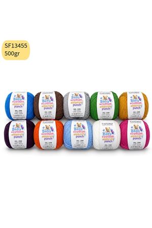 10'lu Paket Oxford Baby Cotton - İnce Cotton İp - Tığ İşi - Punch İpi- 500 gram Mix SF13455