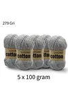 5'li Paket Eco Cotton 100gr-200m No:279 Gri