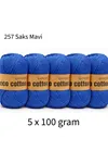 5'li Paket Eco Cotton 100gr-200m No:257 Saks Mavi