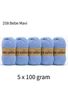 5'li Paket Eco Cotton 100gr-200m No:258 Bebe Mavi