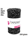 Oxford No:4 200 gram Simli Lurex Makrome - Siyah - Gümüş Sim - 60