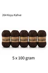 5'li Paket Eco Cotton 100gr-200m No:264 Koyu Kahve